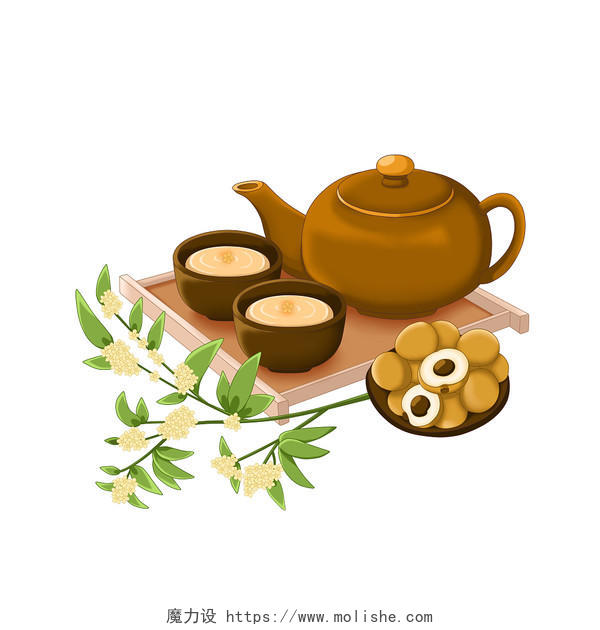 茶壶茶具结合桂花桂圆白露